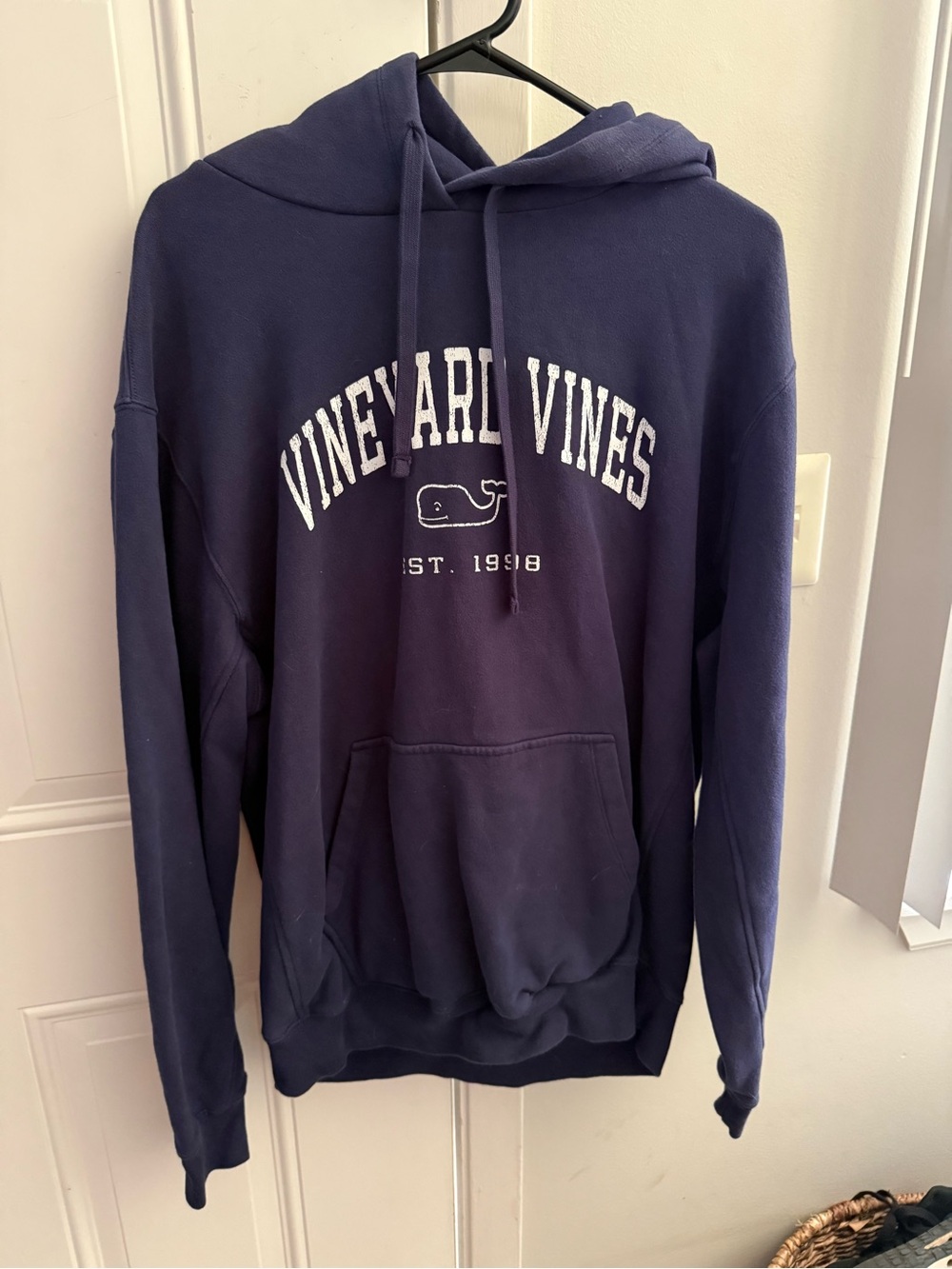 Vineyard Vines Navy Pullover Hoodie with White Logo